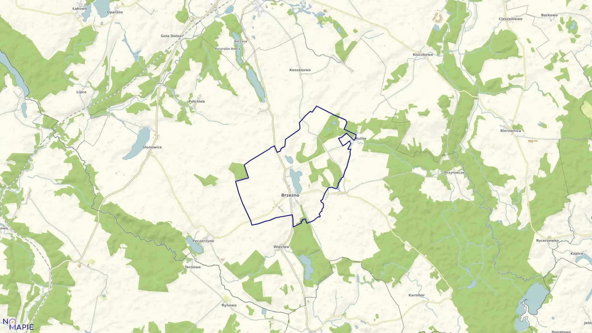 Mapa obrębu Brzeżno w gminie Brzeżno
