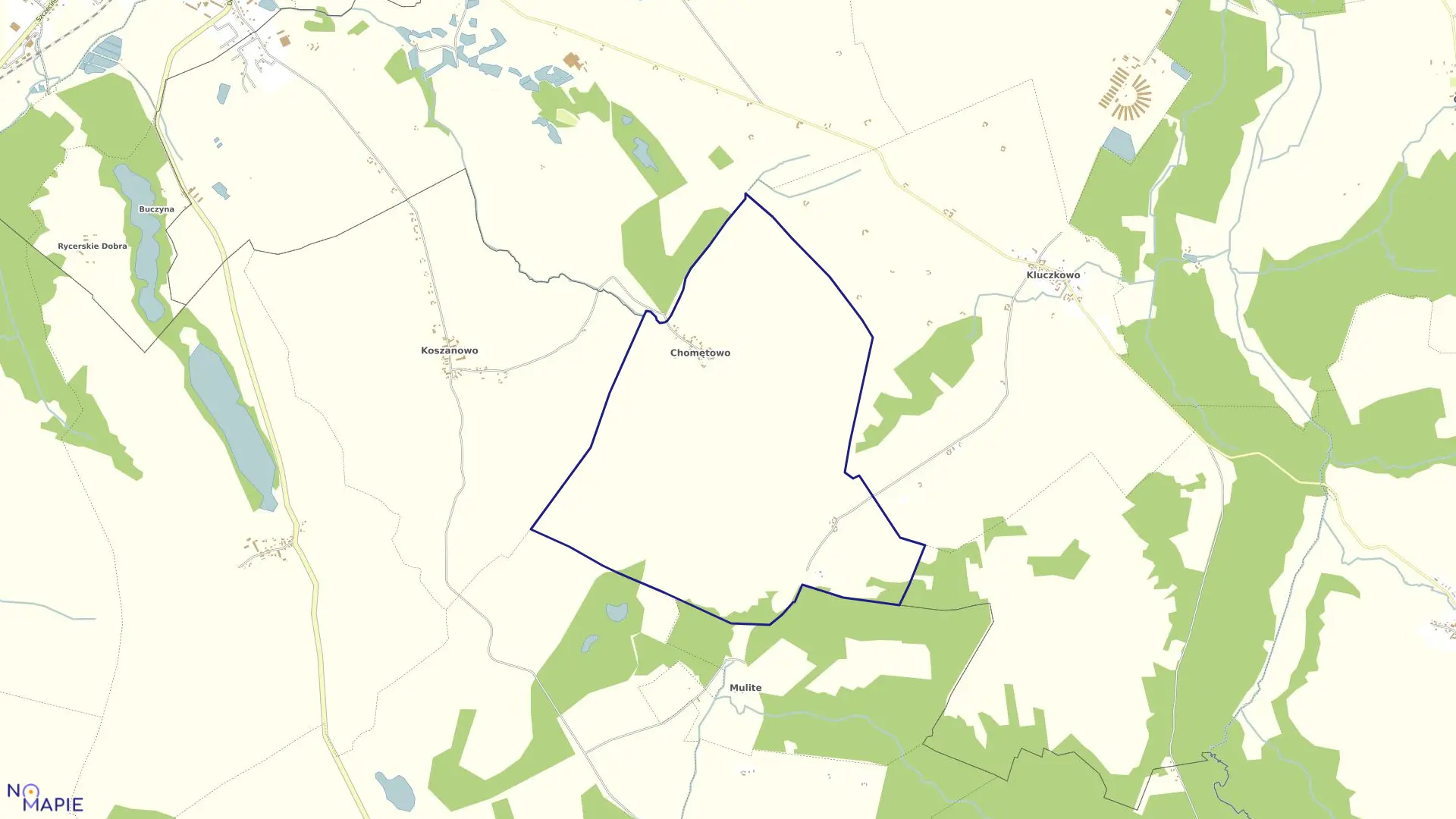 Mapa obrębu Chomętowo w gminie Brzeżno