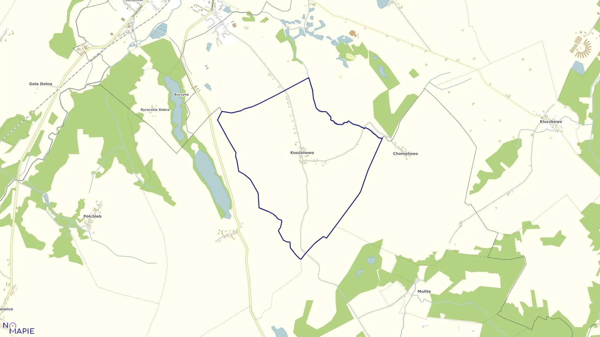 Mapa obrębu Koszanowo w gminie Brzeżno