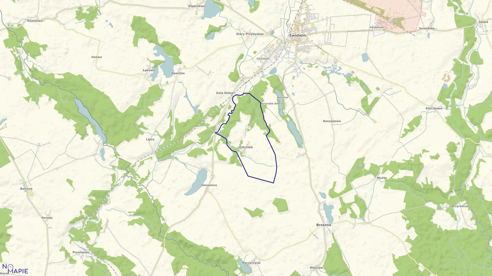 Mapa obrębu Półchleb w gminie Brzeżno