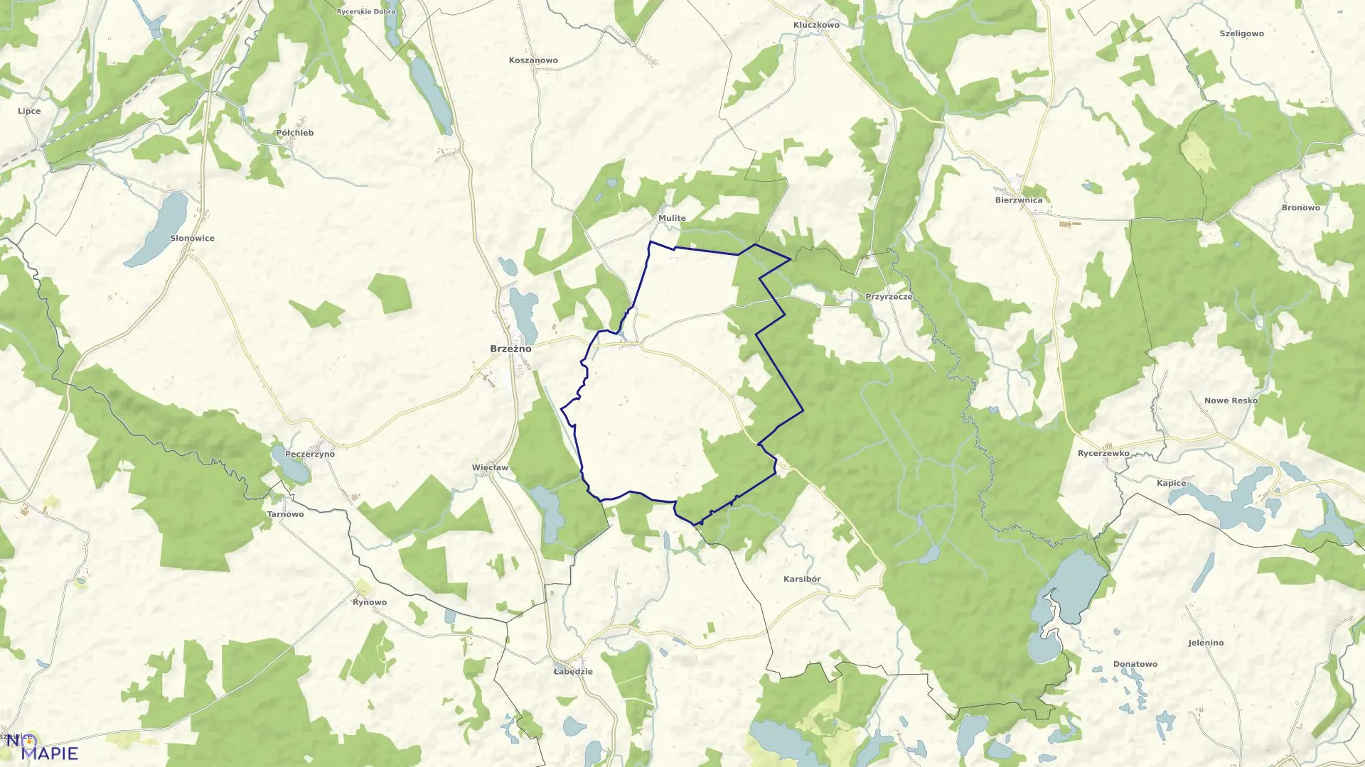 Mapa obrębu Rzepczyno w gminie Brzeżno
