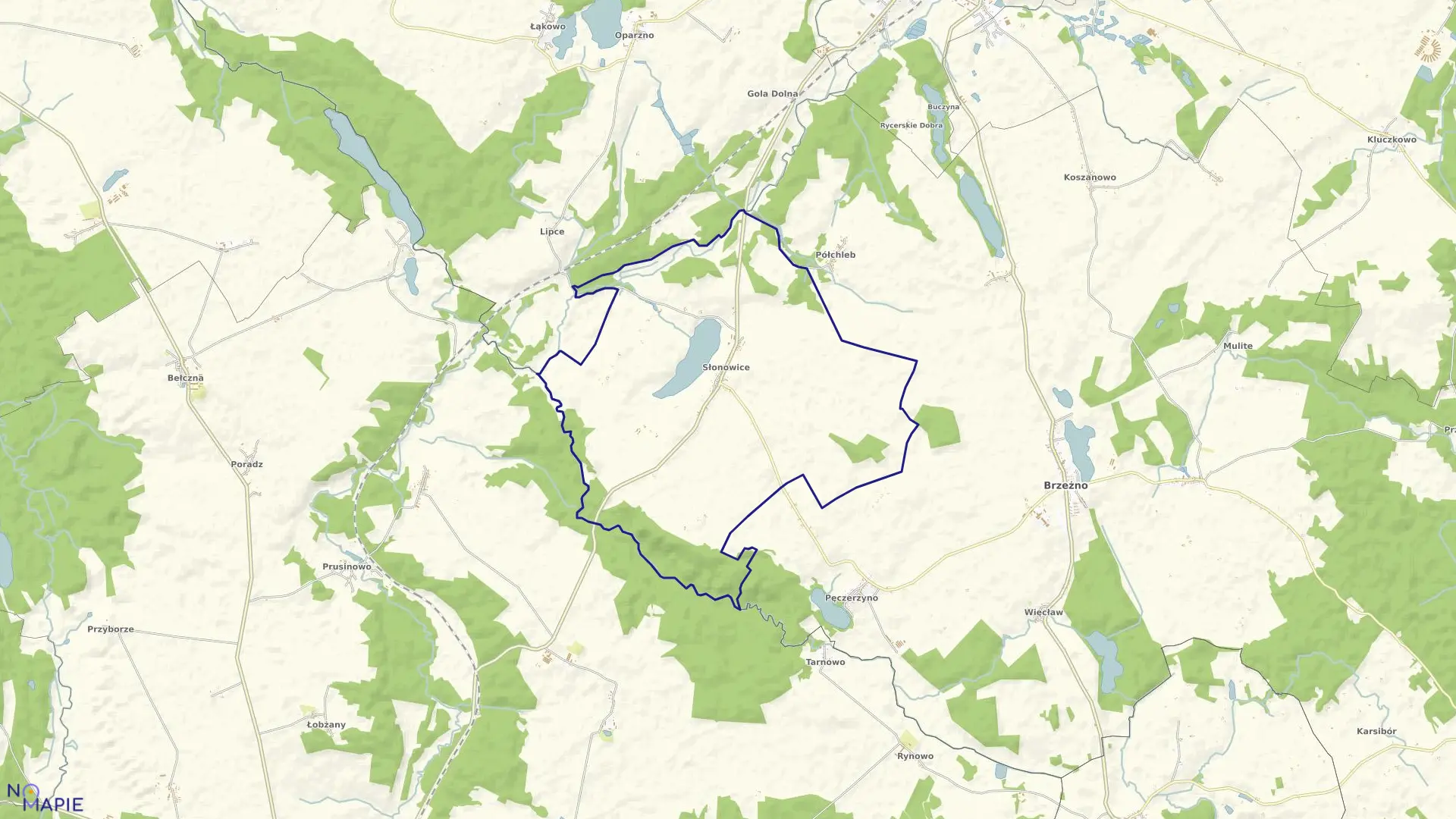 Mapa obrębu Słonowice w gminie Brzeżno
