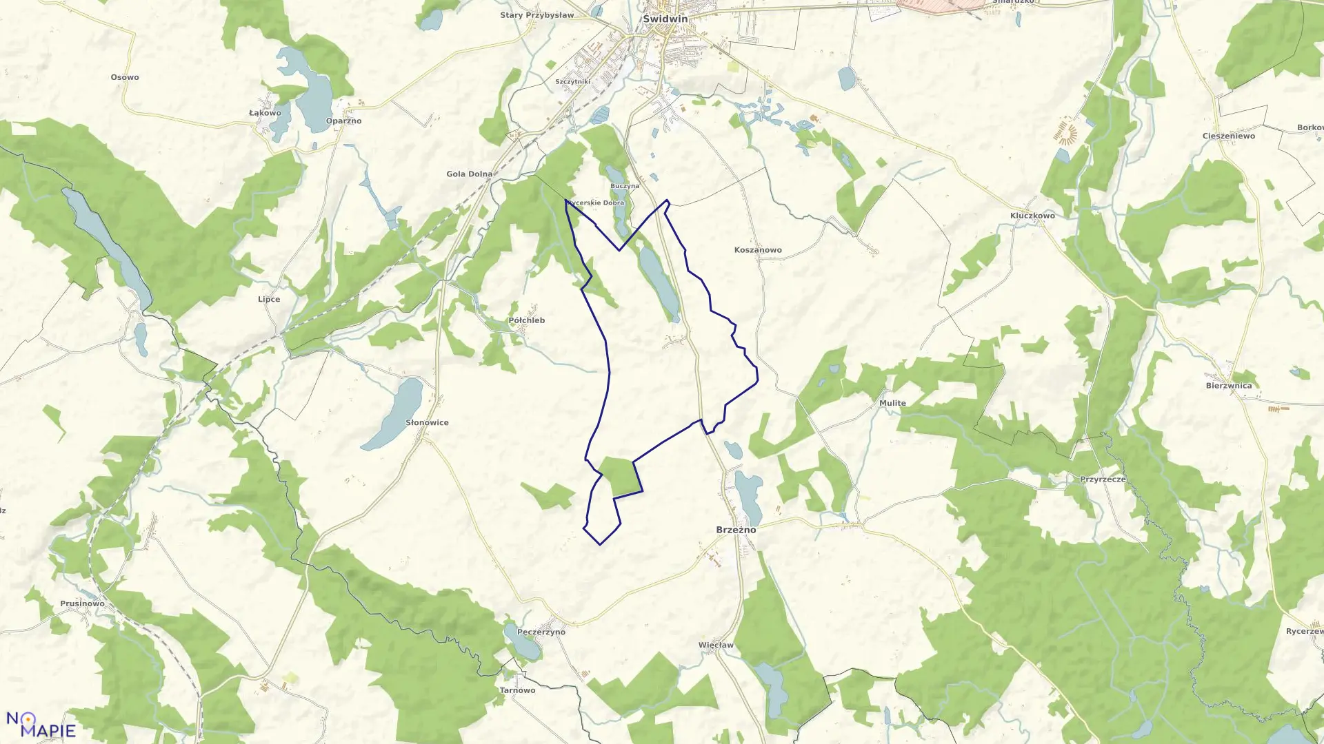Mapa obrębu Wilczkowo w gminie Brzeżno
